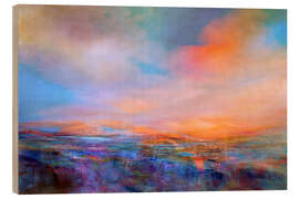 Holzbild Abendliches Farbenspiel - glühende Sonne - Annette Schmucker