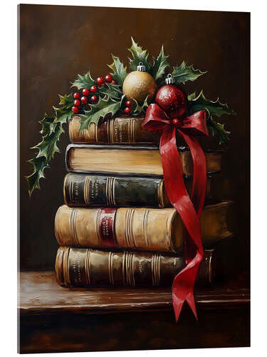 Cuadro de metacrilato Vintage Christmas Books Stack