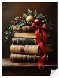 Vinilo para la pared Vintage Christmas Books Stack - TAlex