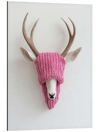 Stampa su alluminio Deer Antlers with Pink Hat - Frank Daske