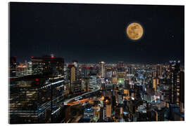Acrylic print Full moon over modern city