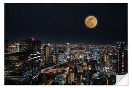 Wall sticker Full moon over modern city