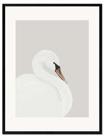 Gerahmter Kunstdruck Weißer Schwan