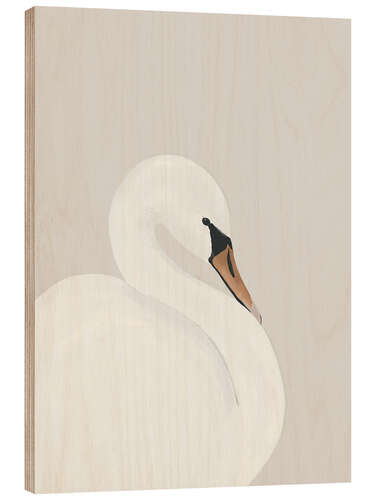 Wood print White Swan