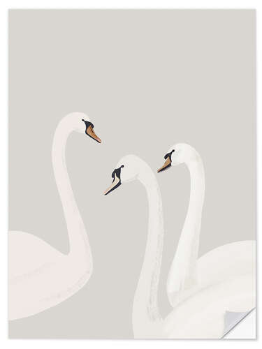Självhäftande poster White Swans