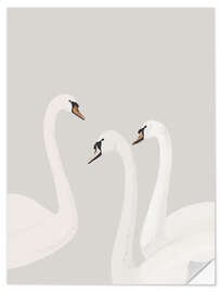 Självhäftande poster White Swans