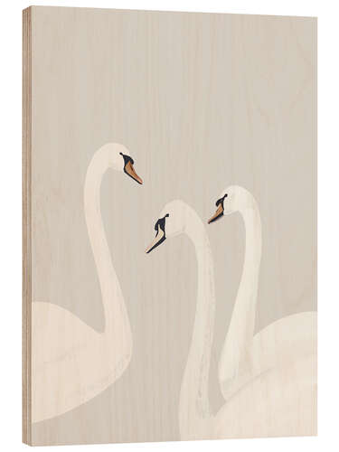 Tableau en bois White Swans