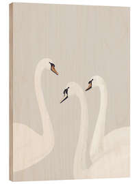 Tableau en bois White Swans