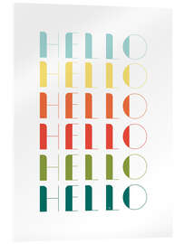 Tableau en verre acrylique Retro Hello Typography - Martina illustration