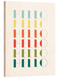 Obraz na drewnie Retro Hello Typography - Martina illustration