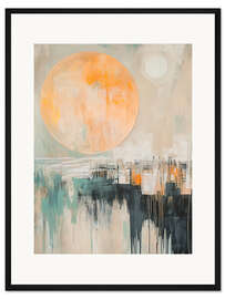 Gerahmter Kunstdruck Sonne über der Stadt