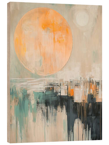 Hout print Sun over the City