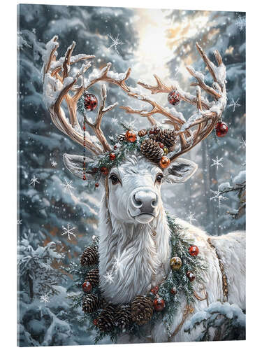 Acrylic print White Christmas reindeer