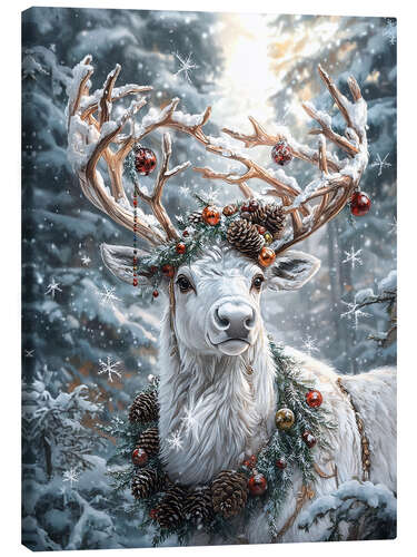 Tableau sur toile White Christmas reindeer