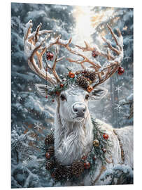 Hartschaumbild Weißes Weihnachtsrentier