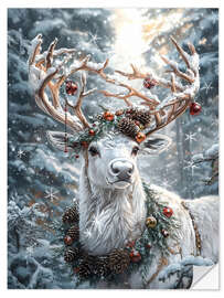 Wandsticker Weißes Weihnachtsrentier