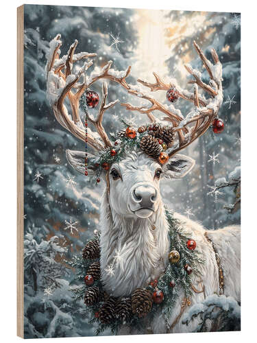 Obraz na drewnie White Christmas reindeer