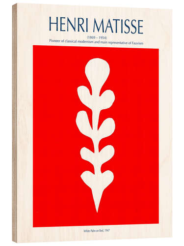 Stampa su legno White Palm on Red Background, 1947