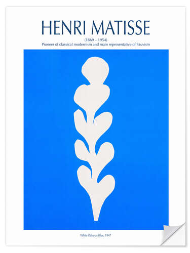 Sticker mural White Palm on Blue, 1947