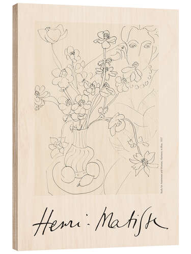 Wood print Study for Anemones and Woman, Harmony in Blue, 1937