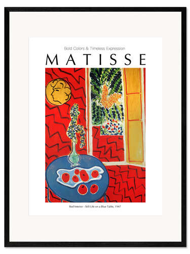 Ingelijste kunstdruk Red Interior - Still Life on a Blue Table, 1947