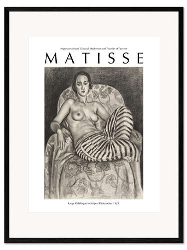 Ingelijste kunstdruk Large Odalisque in Striped Pantaloons, 1925