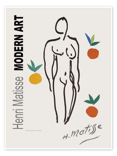 Plakat Female Nude With Oranges