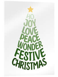 Tableau en verre acrylique Green Typography Christmas Tree - Martina illustration