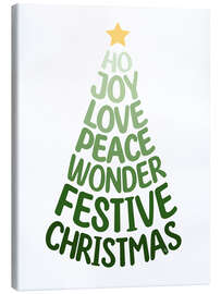 Canvas-taulu Green Typography Christmas Tree - Martina illustration