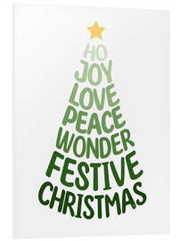 Hartschaumbild Green Typography Christmas Tree