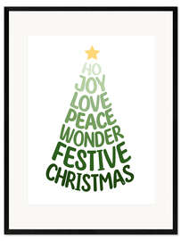 Gerahmter Kunstdruck Green Typography Christmas Tree