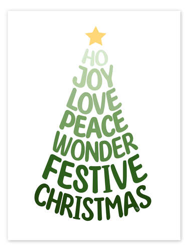 Póster Green Typography Christmas Tree
