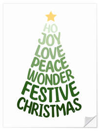 Wandsticker Green Typography Christmas Tree