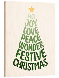 Print på træ Green Typography Christmas Tree - Martina illustration