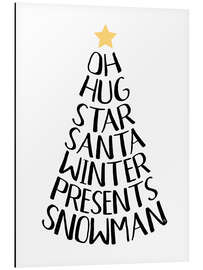 Cuadro de aluminio Typography Christmas Tree - Martina illustration