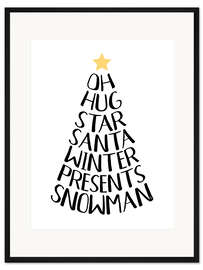 Gerahmter Kunstdruck Typography Christmas Tree