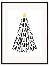 Gerahmter Kunstdruck Typography Christmas Tree