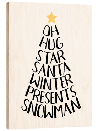 Print på træ Typography Christmas Tree