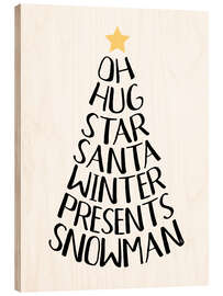 Print på træ Typography Christmas Tree - Martina illustration