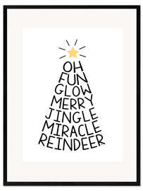 Gerahmter Kunstdruck Nordic Typography Christmas Tree