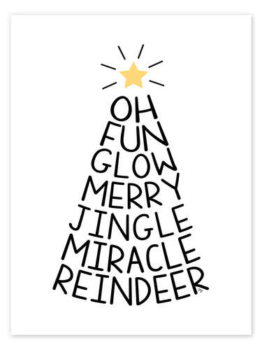 Póster Nordic Typography Christmas Tree