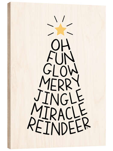 Print på træ Nordic Typography Christmas Tree