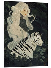 Hartschaumbild Weiße Japandi Tiger Frau