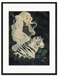 Framed art print White Japandi Tiger Woman