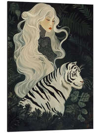 Magnettafel Weiße Japandi Tiger Frau