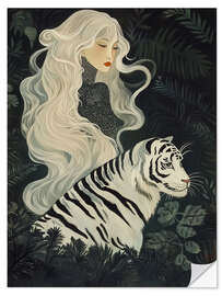 Wandsticker Weiße Japandi Tiger Frau