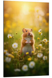 Tableau en aluminium Cute hamster in a field in spring - Dreamscapes
