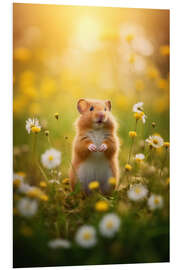 Hartschaumbild Niedlicher Hamster auf einem Feld im Frühling - Dreamscapes