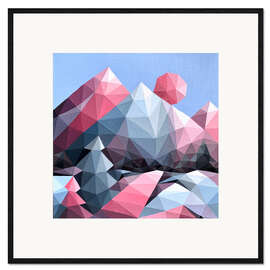 Inramat konsttryck Pink Sunset in the Mountains