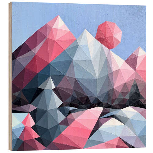 Holzbild Pink Sunset in the Mountains
